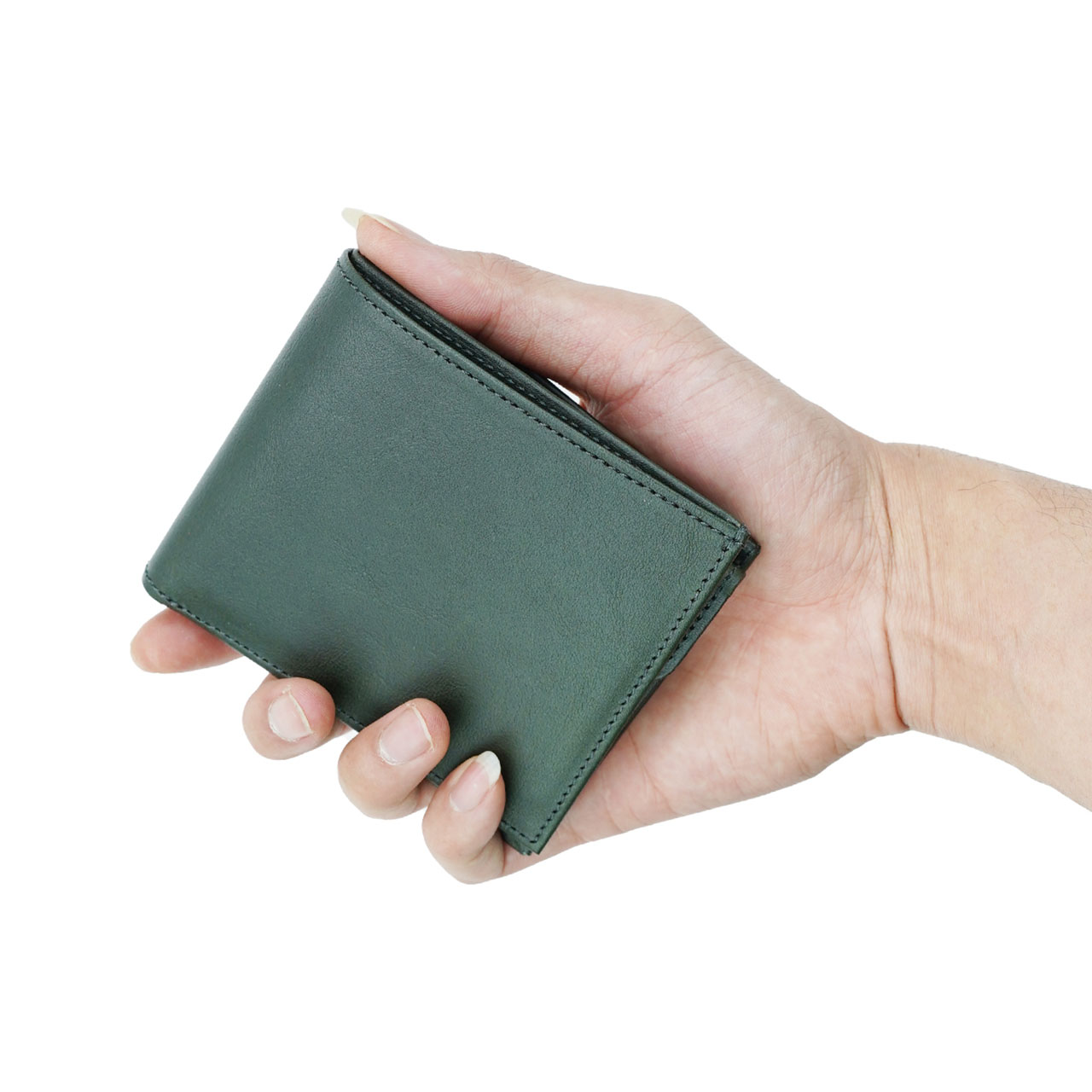 本革2つ折り財布 | Folded Wallet (革色:グリーン) | WR Leather Craft